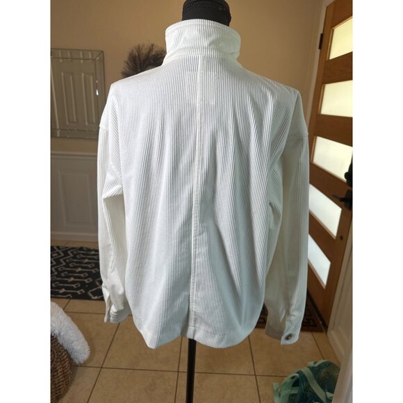 Anthropologie by Avec Les Filles White Corduroy Button-Front Jacket M Boxed Crop - Picture 3 of 10